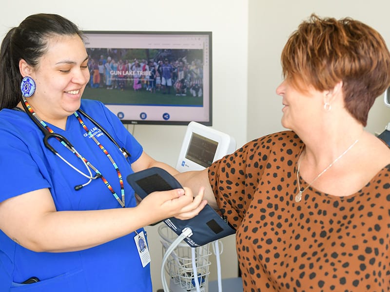 Person getting blood pressure taken